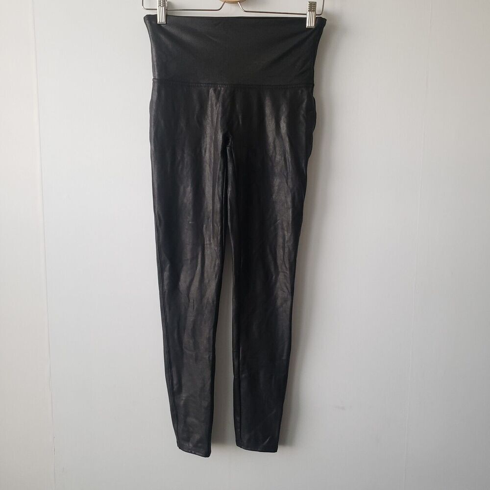 spanx womens faux leather leggings‎ black size L